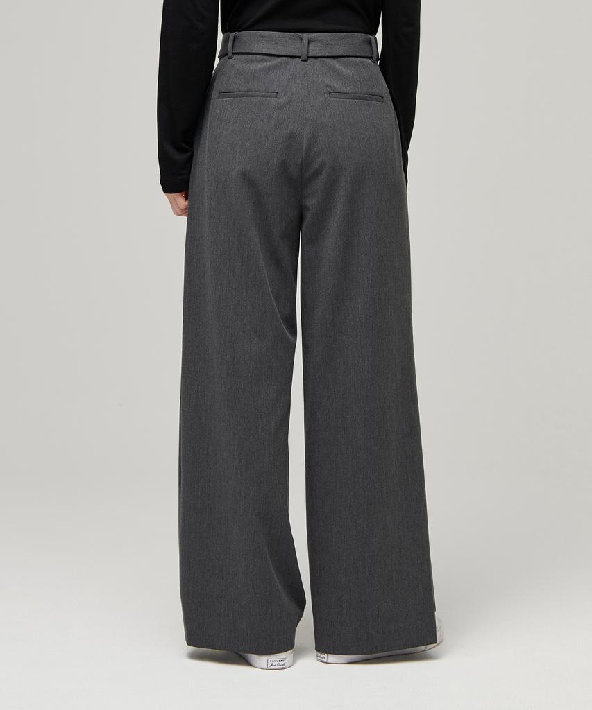 MUSINSA STANDARD WOMAN Women'S Real Wide Belted Slacks [Medium Gray]