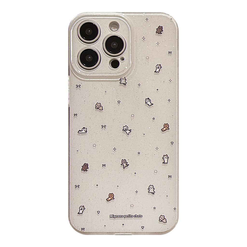 Double Layer Glitter Powder Suitable for Apple 16 Mobile Phone Case Mini Cat Iphone15promax Soft 14 Niche Cartoon 11