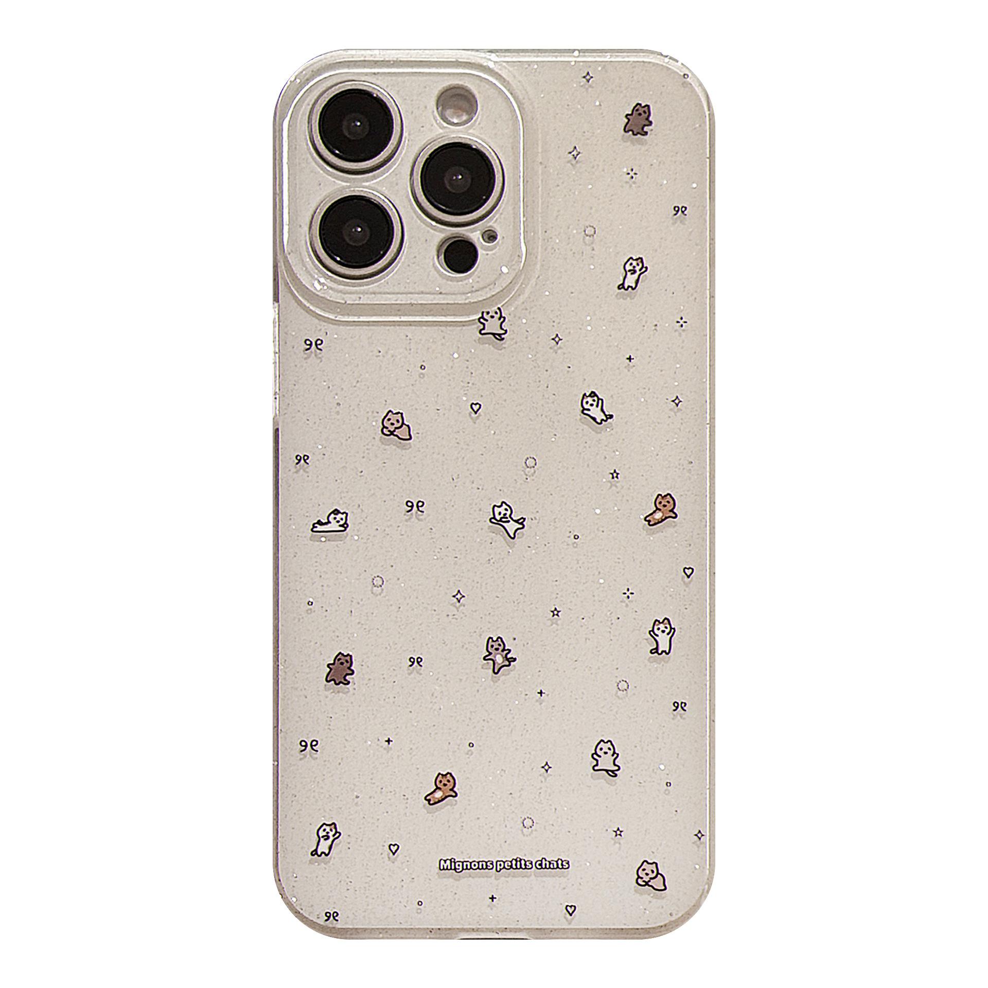 

Double Layer Glitter Powder for Apple 16 Mobile Phone Case Mini Cat for IPhone 15 Promax Soft 14 Niche Cartoon 17 17promax