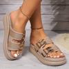 Fashion Women's Shoes Summer Foreign Trade New One Word Thick Soled Slippers Comfortable Soft Soled Slippers Outside Casual Sandals