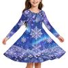 Kids Christmas Print Long Sleeve Dress for Holiday Parties and Everyday Wear
