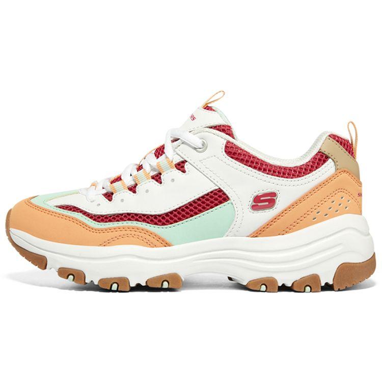 Skechers I-Conik Fabric Synthetic Leather Comfortable Versatile Low-Top Dad Shoes Women sneaker Orange White Red 8730066-WMLT 35