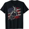 Cowboy Riding Bull with American Flag Unisex T-Shirt