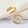 Korean Style Titanium Embossed Hoop Earrings - Trendy Stainless Steel Ear Jewelry for Women