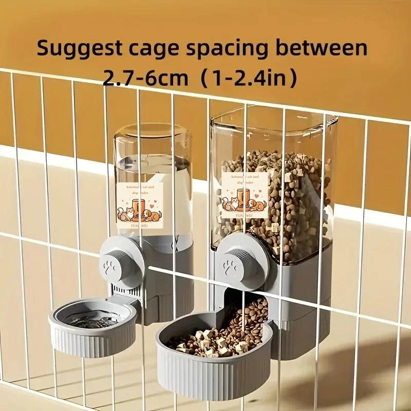Hanging Automatic Pet Feeder Water Dispenser, Gravity Cat Feeder Waterer Set with Bowl Container for Pet Cage