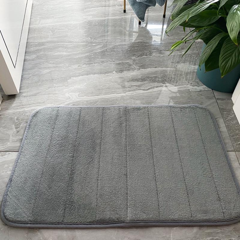 Quilted Coral Fleece Floor Mats: Perfect for Bedroom, Entrance, Bathroom, and Toilet; Absorbent, Embroidered Design.