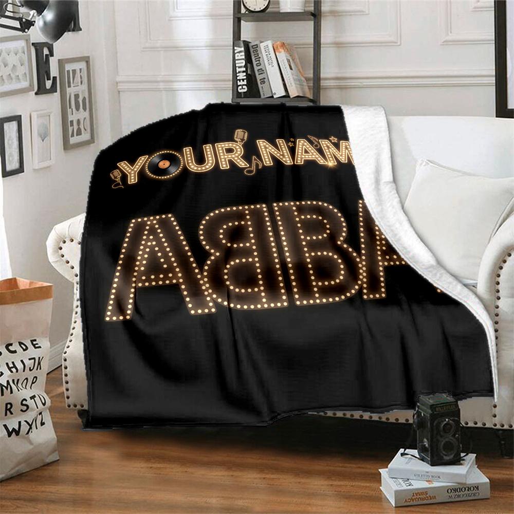 1PC Abba Custom Name Patterned Flannel Blanket Suitable For All Seasons For Home Decor Warmth And Comfort Gifts Holiday Present