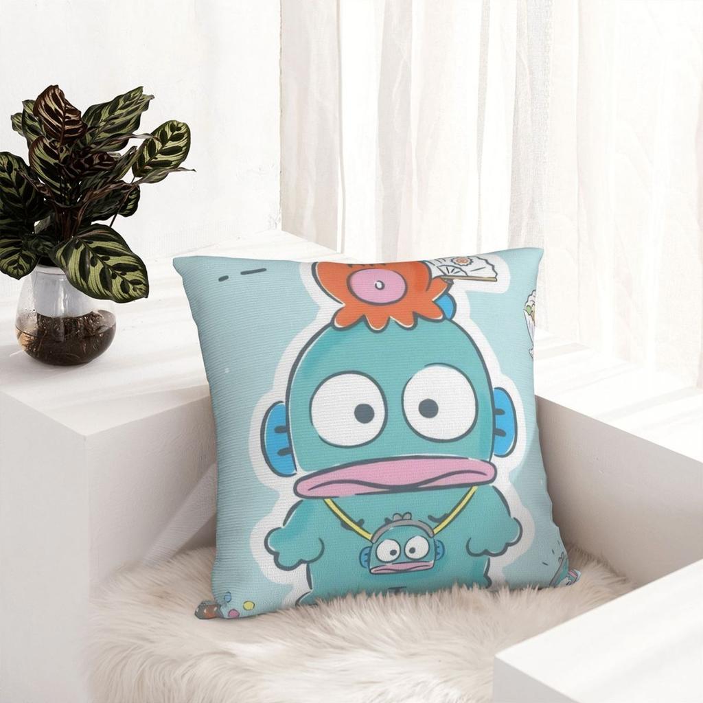 Hangyodon Cartoon Pillowcase Printing Polyester Cushion Cover Decoration Throw Pillow Case Cover Home Zippered 45*45Cm