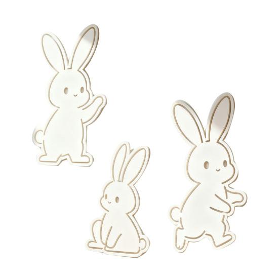 Cute Bunny Wall Decal Easter Wall Sticker Wooden Rabbit Animal Wall Art Decor