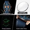 POEDAGAR Luxusní pánské hodinky Quartz Nylonový kožený řemínek Náramkové hodinky Vodotěsné Svítící Chronograf Datum Hodinky Reloj+krabička