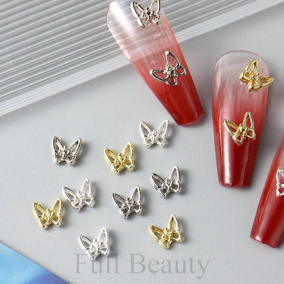 Nail Art Accessories 10 Pieces Butterfly Alloy Wings Hollow Metal Butterfly Nail Diamond Accessories