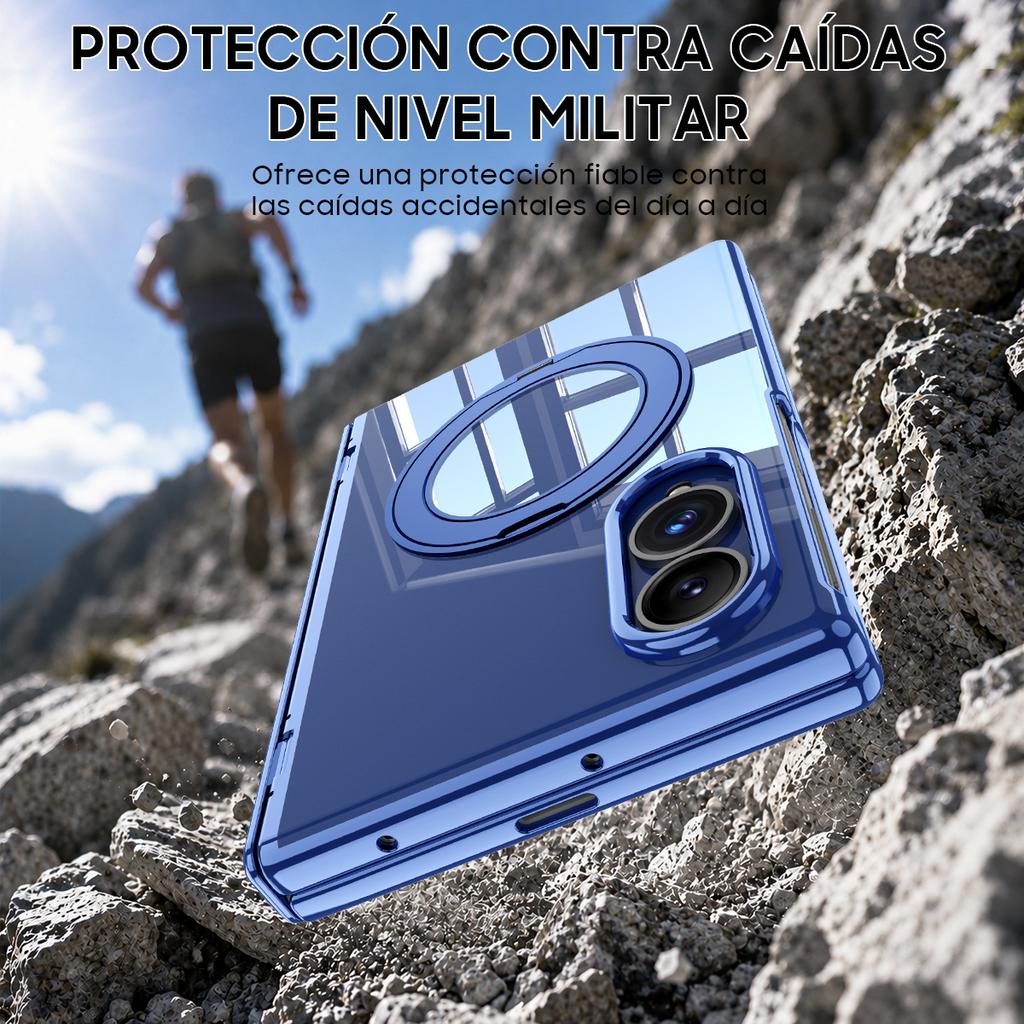 Magnetic Hinge Protection Case with Tempered Glass and PC TPU Frame for Samsung Galaxy Z Fold 8-Blue