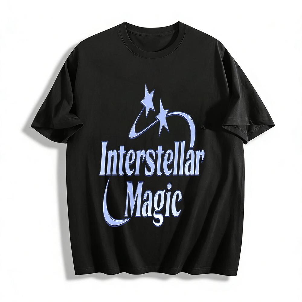 

Interstellar Magic Print Casual Top Unisex Loose Fit Breathable Cotton T-Shirt For Daily Wear Pure cotton T-shirt XXS