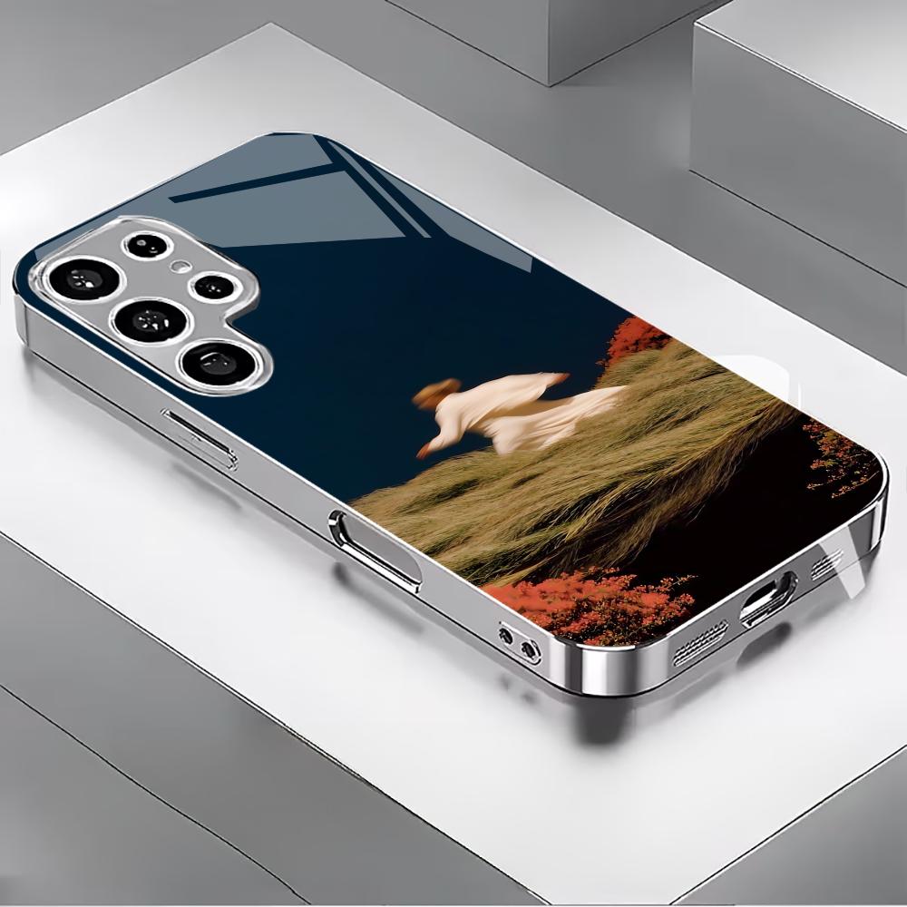 Painting Atmosphere Simplicity High-end Electroplating Glass PhoneCase for Samsung Galaxy S26 S25 S24 S23 S22 S21 FE,Ultra,Plus