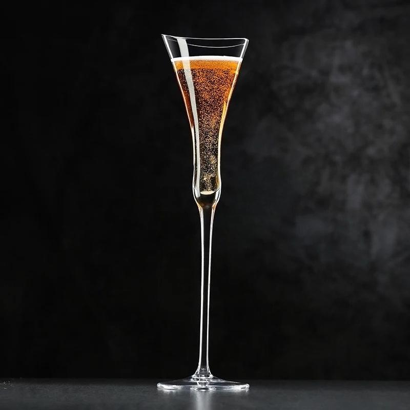 1 Stück Kristall-Champagnergläser Sektkelche Eingeschnürte Taille Weite Öffnung Kreative Champagnergläser Cocktailgläser
