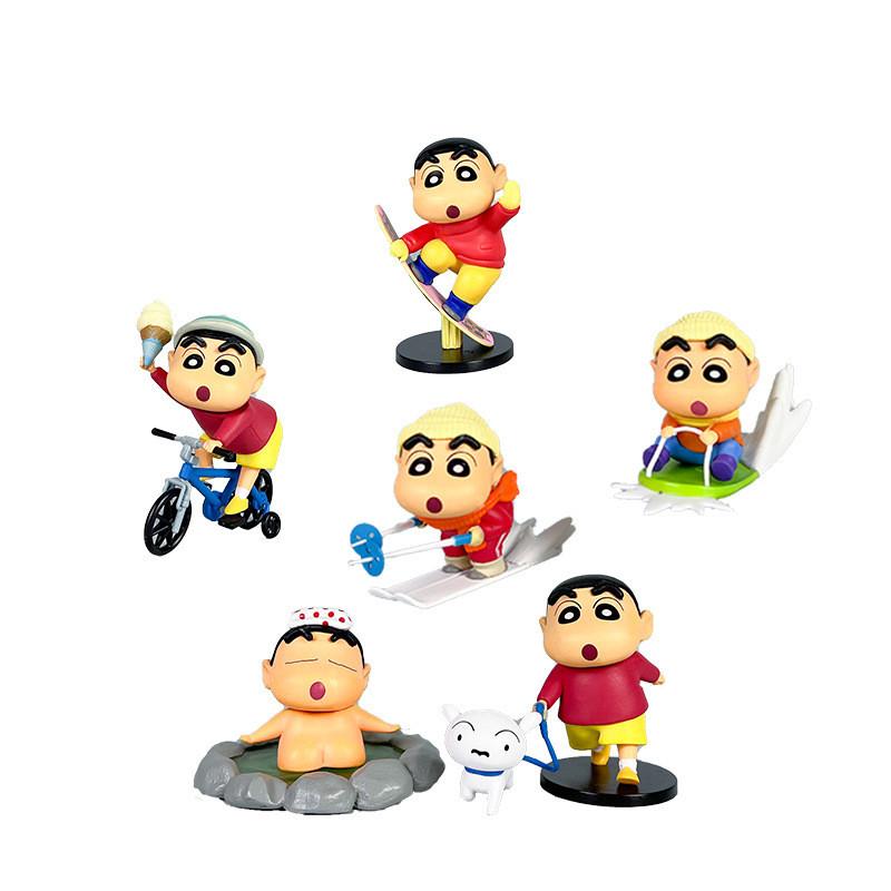 Adorable Crayon Shin-chan Figurine Outdoor Sports Scene Pvc Model Set For Collectors