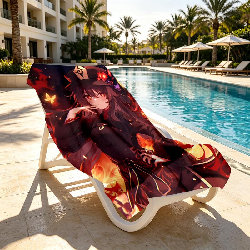 Genshin Impact Print Beach Towel Design, Soft, Lightweight. for Home Bathroom, Spa, Pool, Yoga, Surfing, Camping, Gift for Family, Friend