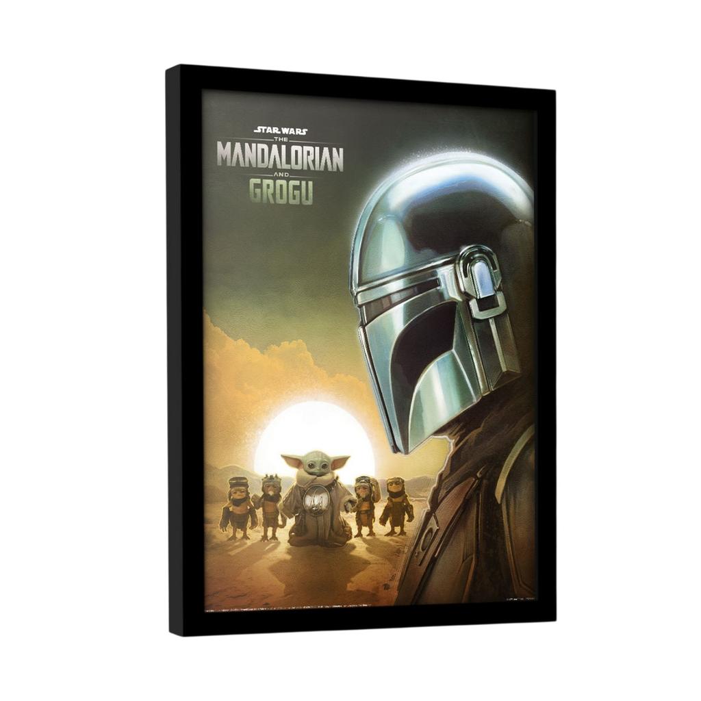Star Wars: The Mandalorian Sunset Grogu Framed Poster