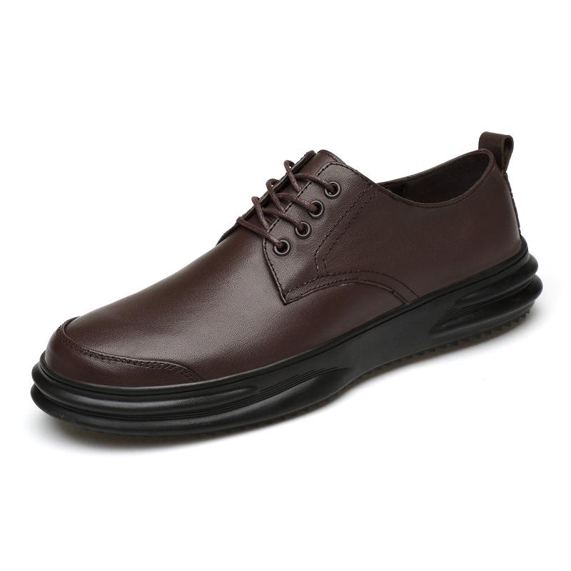 Men s Cross-Border Trendy British Style Leather Shoes - Youthful Lace-Up Formal and Casual Dad Shoes 38 коричневый