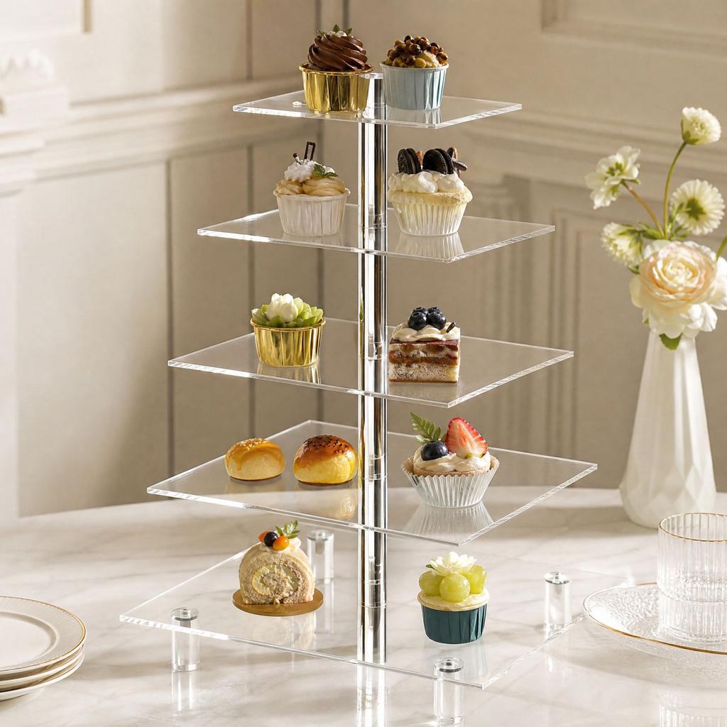 Vierkante Acryl Standaard voor Desserts, Feesten, Bruiloften en Dagelijks Gebruik