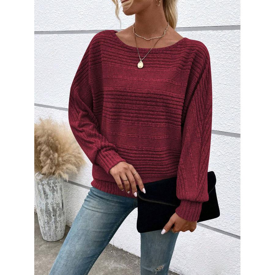 Autumn/Winter Comfortable Casual Solid Color Sweaters Long Sleeve Round Collar Splicing Head Pullover Loose Female Tops