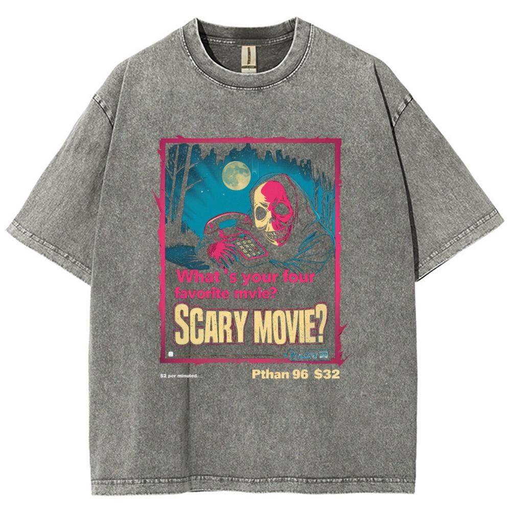 Horror Movie Style Skull Print Women's T-Shirt Oversized Washed Loose Short Sleeve Cotton High Quality Student Tees Unisex Niche