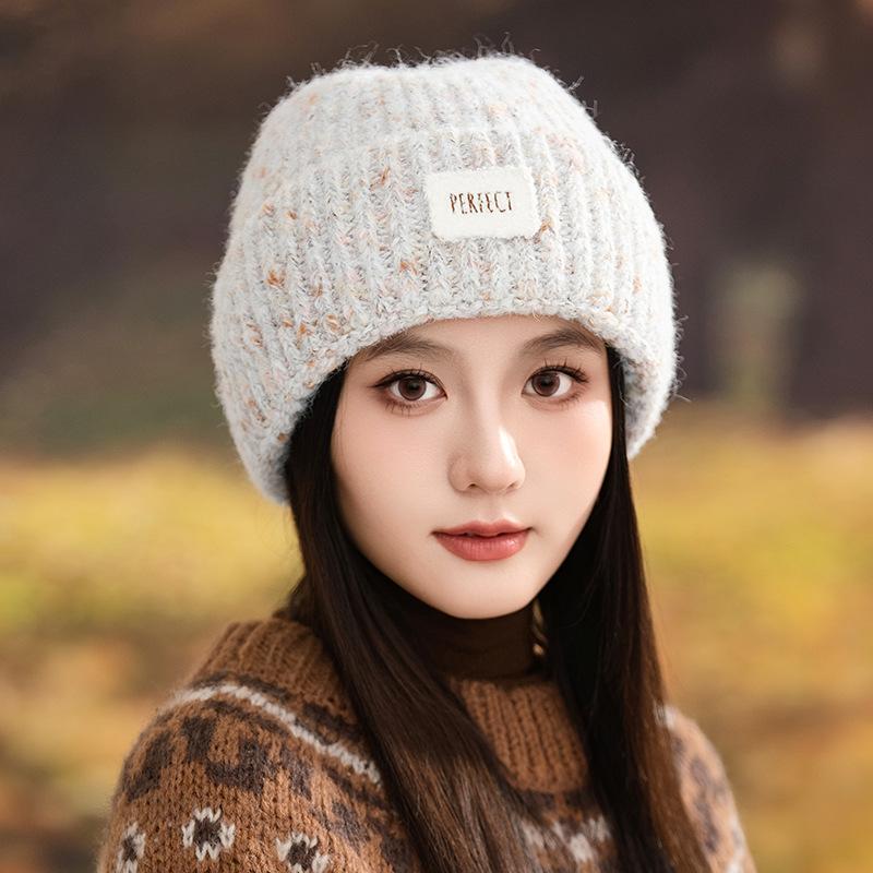 

Autumn and Winter Hats for Women Fashionable Thickened Woolen Hats Versatile Windproof and Warm Ear Protection Hats Casual Bag Head Hats One Size