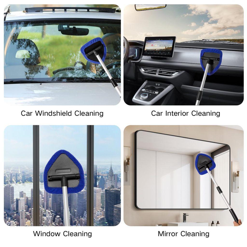 Car Windshield Cleaning Brush With Extendable Handle And Microfiber Cloth For Streakfree Glass Cleaning
