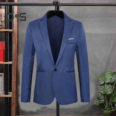 Erkekler günlük giysi ceket yaka uzun kollu bir düğme cepler Slim Fit Blazer düz renk takım elbise ceket iş giysisi
