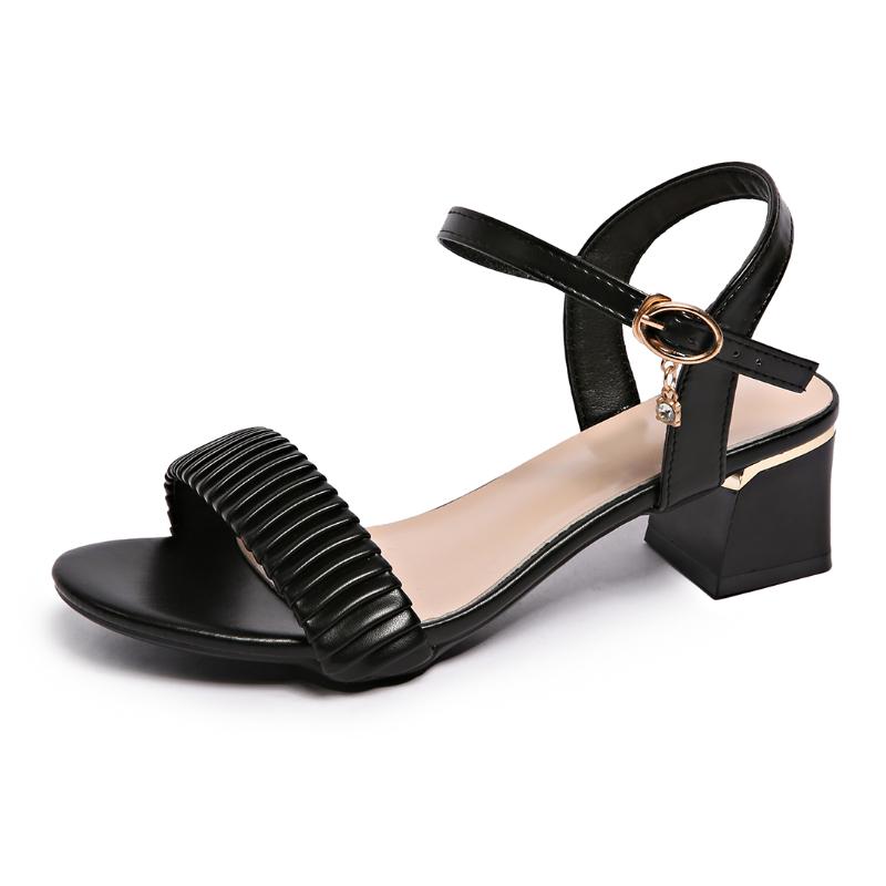 Fashion Elegant Women Mid Heels Sandals Designer Heeled Shoes 2025 Summer Trend New Fashion Chunky Pumps Dress Shallow Chaussures Femme