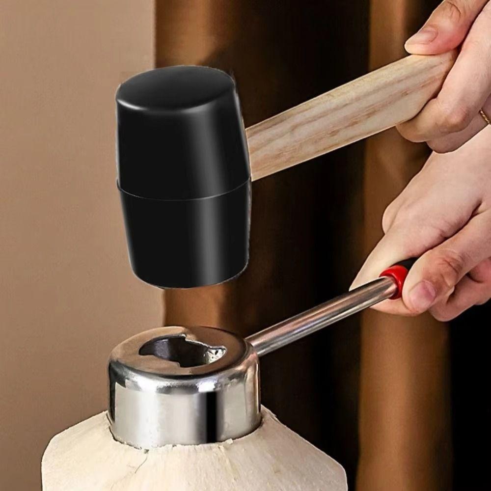 1Set with Corkscrew Coconut Puncher Stainless Steel Wood/Rubber Handle Coconut Breaker Professional Coconut Opener Kit