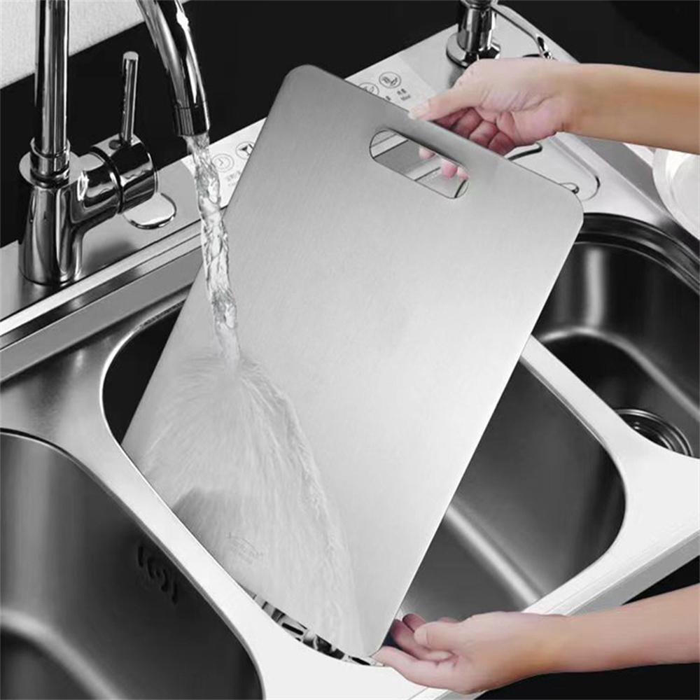 Stainless Steel Chopping Board Panel Kitchen Household Thickened Double Sided Kneading Dough Board Fruit Meat Cutting Board