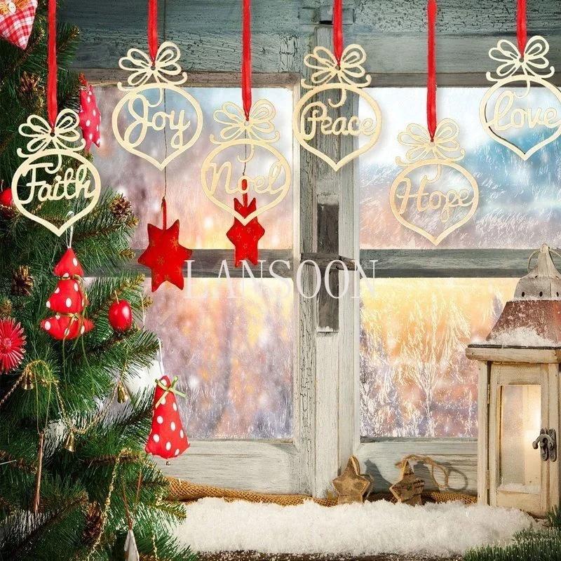 6 PCs Christmas Wooden Ornaments Ornaments Christmas Tree Ornaments  Christmas Decor