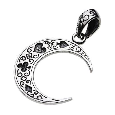 [Cenote] Crescent Moon Playing Card Pattern Alice Pendant [Silver 925 Silver Accessory] P0623