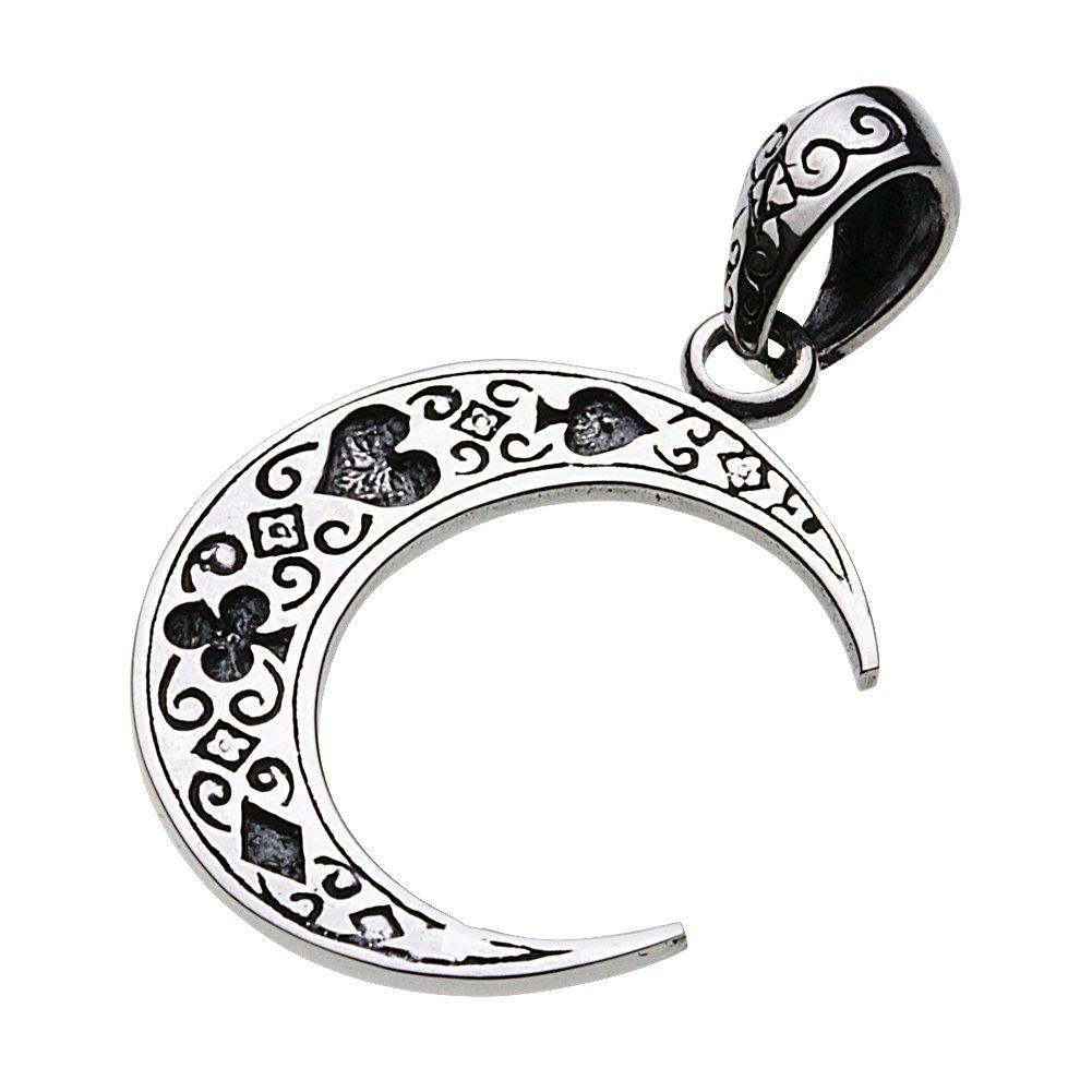 

Crescent Trump Pattern Alice Pendant 925 Silver p0623 [Cenote] [Silver Accessories]