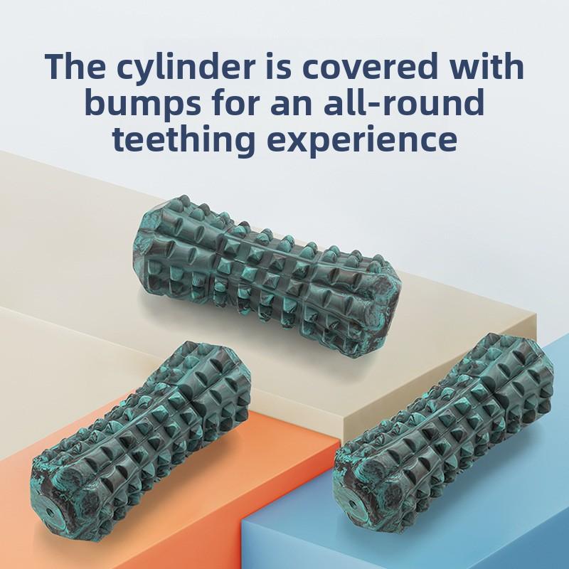 Teething and Cleaning Dog Toys, Large Cylindrical Rubber Dog Pet Toys That Can't Bite Through