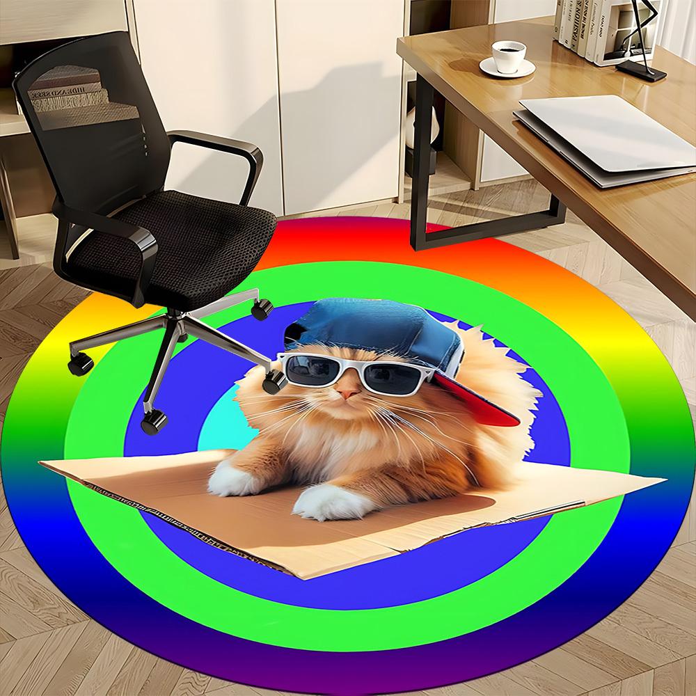 1pc Cat, Sunglasses Chair Carpet for Office - Durable, Ideal for Chair Mats, Stylish & Functional Decorative Rug yy260130003