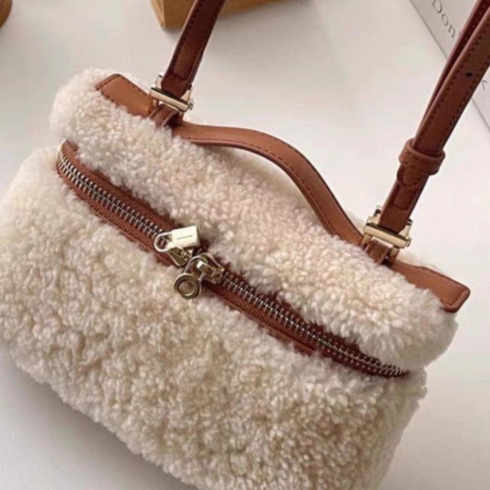 Fashion Lamb Fur Velvet Women's Handbag High-end Retro Crossbody Bag Casual Lambswool Shoulder Bag For Autumn Winter