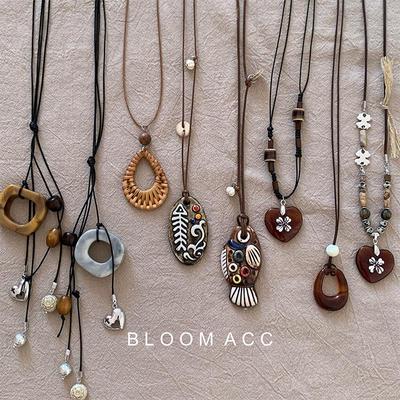 Retro Ethnic Heart Fish Pendant Necklace - Creative Geometric Sweater Chain Design