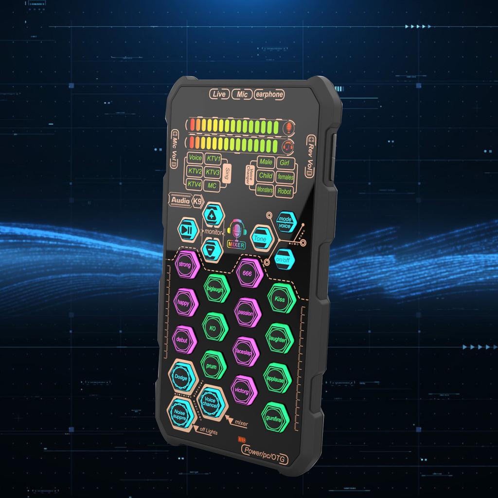 K9 Handheld Live Sound Card Sound Board Set mit Stimmverzerrer für Podcasting, Rundfunk, Gesangsaufnahmen