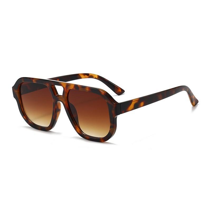 Retro Chic Oversized Square Sunglasses For Women Men Uv400 With Green Lenses And Leopard Frame