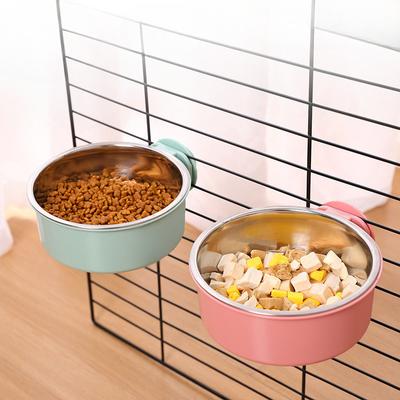 Aufhängbare Hundeschüssel aus Edelstahl für Käfig, Auslaufsichere Tierfutter- und Wasserschale mit Sicherungsklammer für Katzen und Hunde