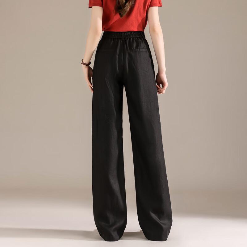 RAIN.CUN Women's Tencel-Linen Blend High-Waist Wide-Leg Pants