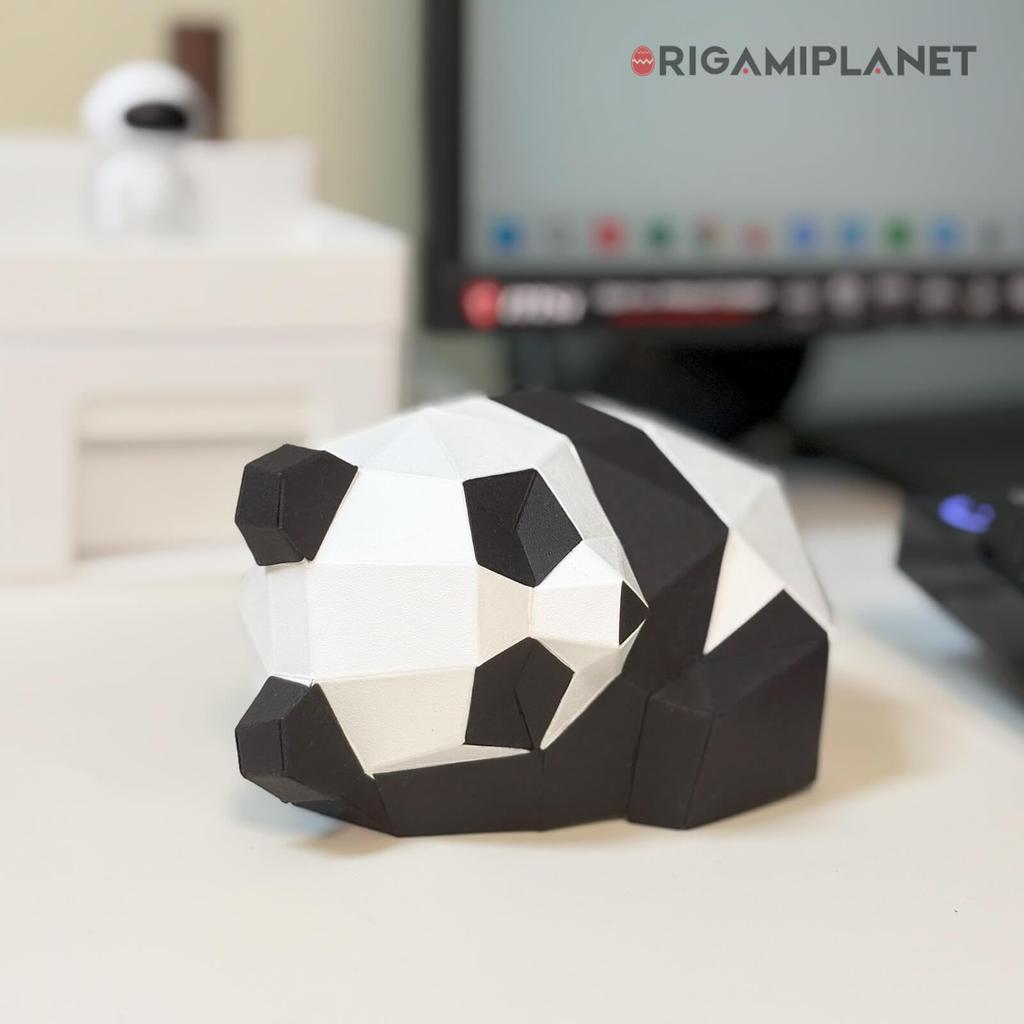 ORIGAMIPLANET 3D Origami Papercraft Kit Panda Tuan Fun DIY 3D Panda Paper Art Model for Teens Easy Handmade Animal Figurine Sculpture Gift Set for