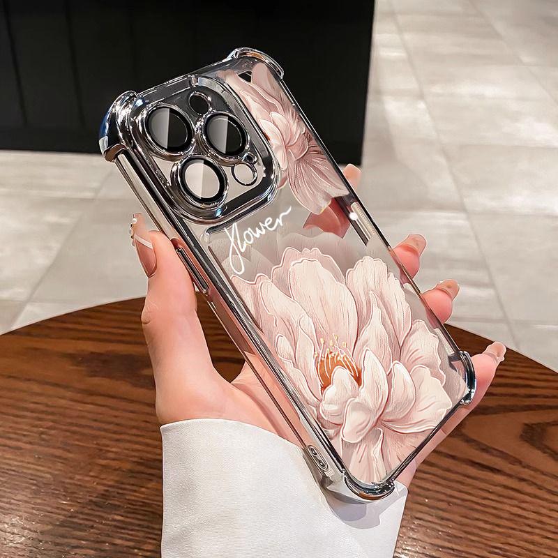 

Case For RENO 15F 15 Pro 5G 14F 13F 11F 12F 14 13 11 12 10 Pro Daisy Flowers Retro Plating Transparent Soft Shockproof Cover OPPO Reno15F 5G