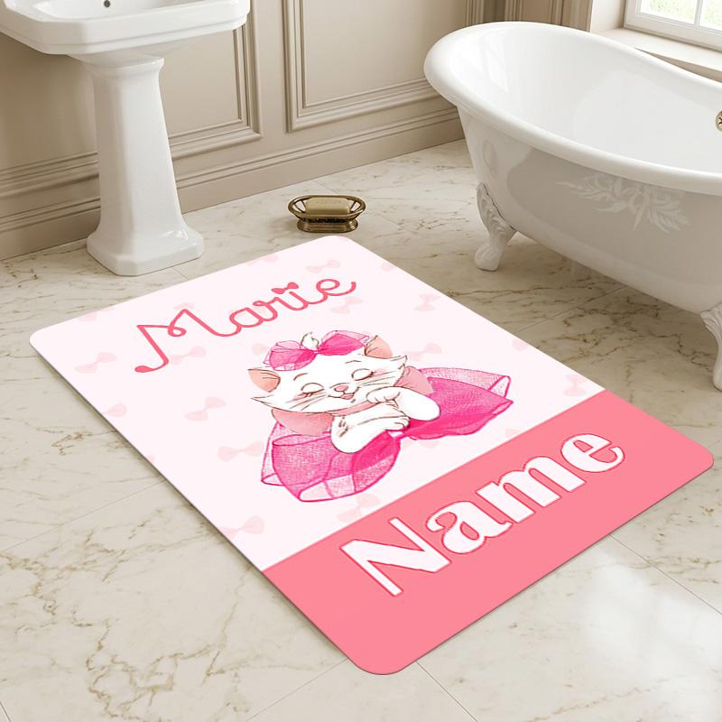 Personalized Name Cat Love Living Room Non-Slip Area Rug Soft Carpet for Bedroom Kids Playroom Sofa Office Home Decor Doormat