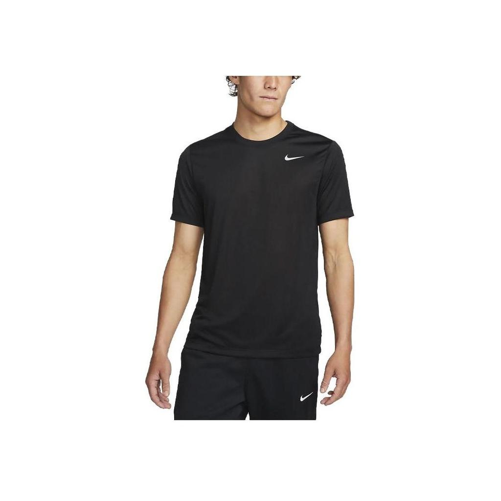 Nike Solid Color Logo Print Crew Neck T-Shirt Men Tops Black DX0990-010