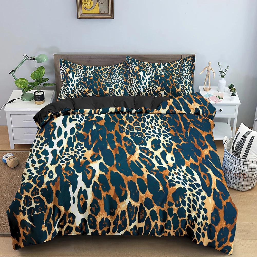 Leopard Pattern Duvet Cover Animals Print Cheetah For Kids Man And Woman Luxury Golden Wildlife Theme Decorations Bedroom Queen