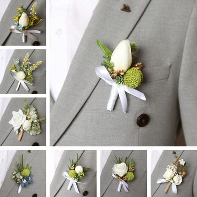 Künstliches Hochzeits-Corsage und Ansteckblumen Set Seidenblumen Handgelenk-Corsage und Anstecknadel für Brautjungfern, Geschäftseröffnungszeremonie, Gästeblume