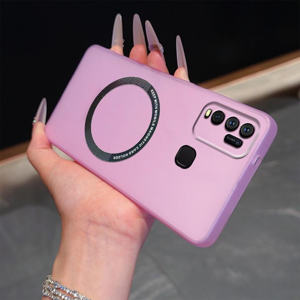 Magnetic Semi‑Transparent Matte Phone Case for Vivo Y50,Y30 4G Soft TPU Shockproof Cover
